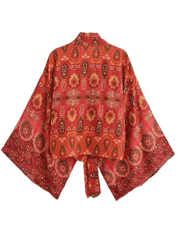 kimono vintage court rouge ardent
