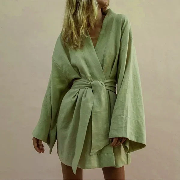 kimono ouvert en tissu vert