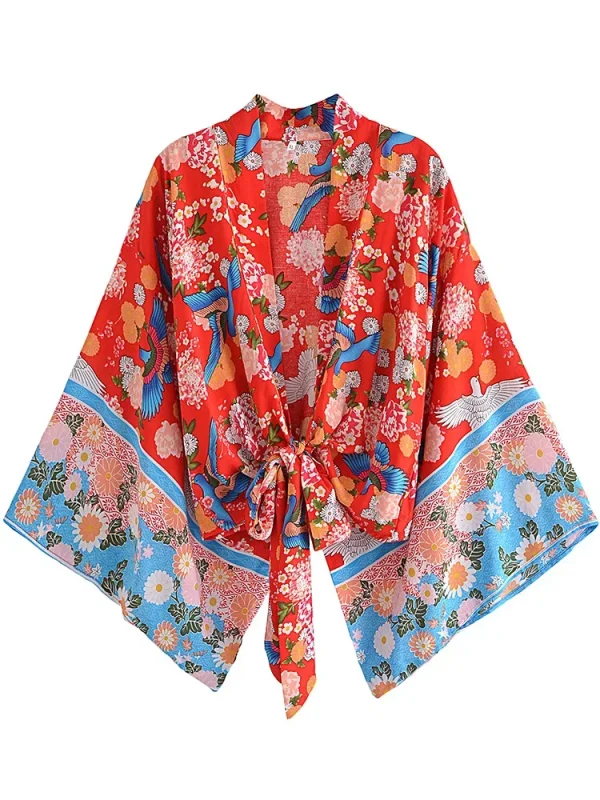 kimono court cerisier en fleur