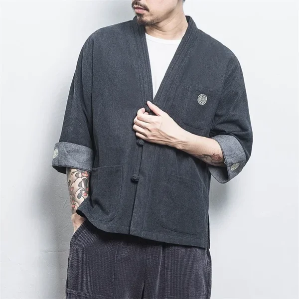 kimono en jean noir pour femme