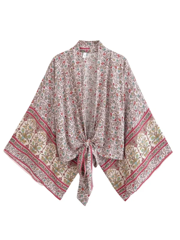 kimono vintage court rose du désert