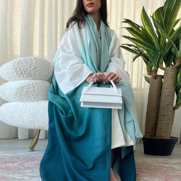 abaya kimono bleue dégradée