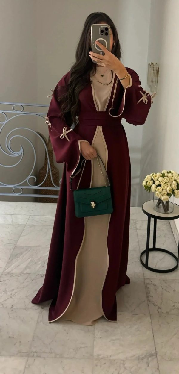 abaya kimono bordeaux stylée
