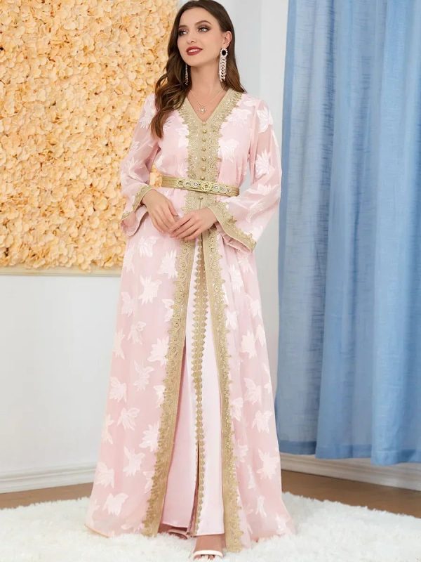 abaya kimono de luxe rose