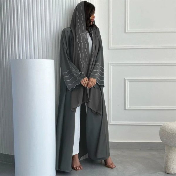 ensemble abaya et hijab gris