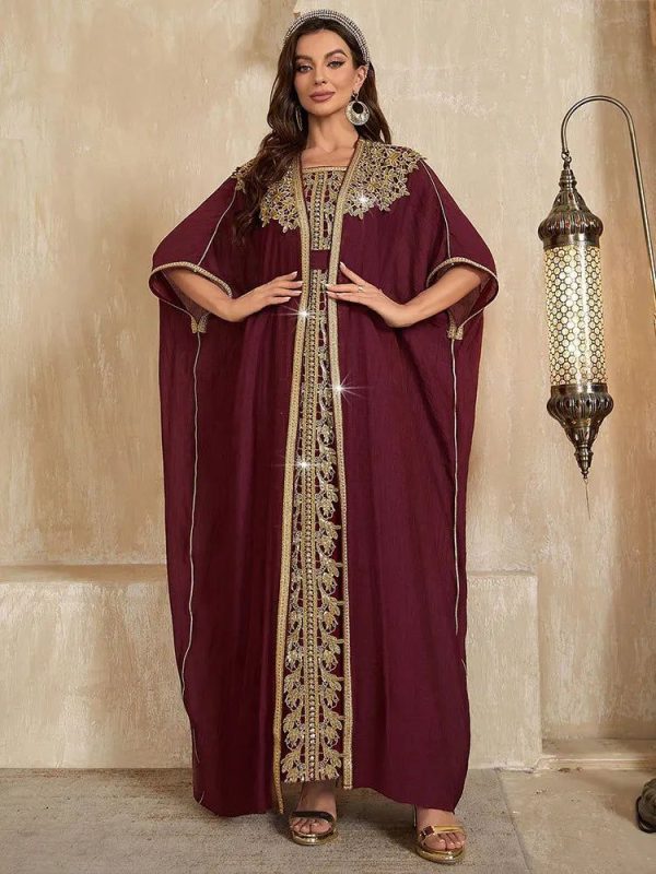 ensemble kimono abaya à manches courtes