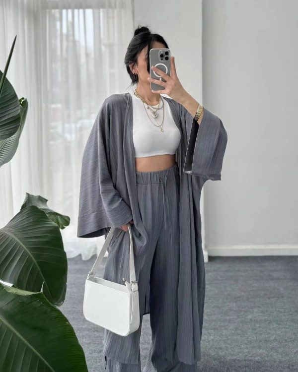 ensemble kimono ample plissé gris