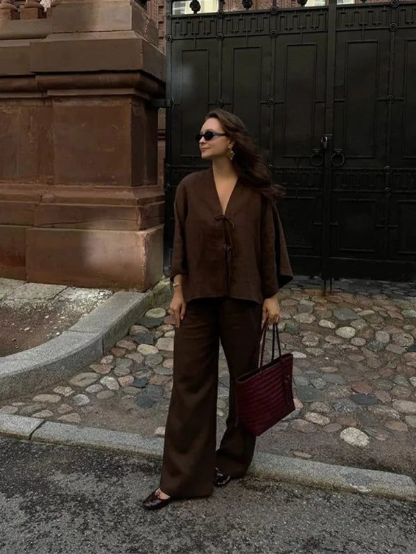 ensemble kimono d'été marron