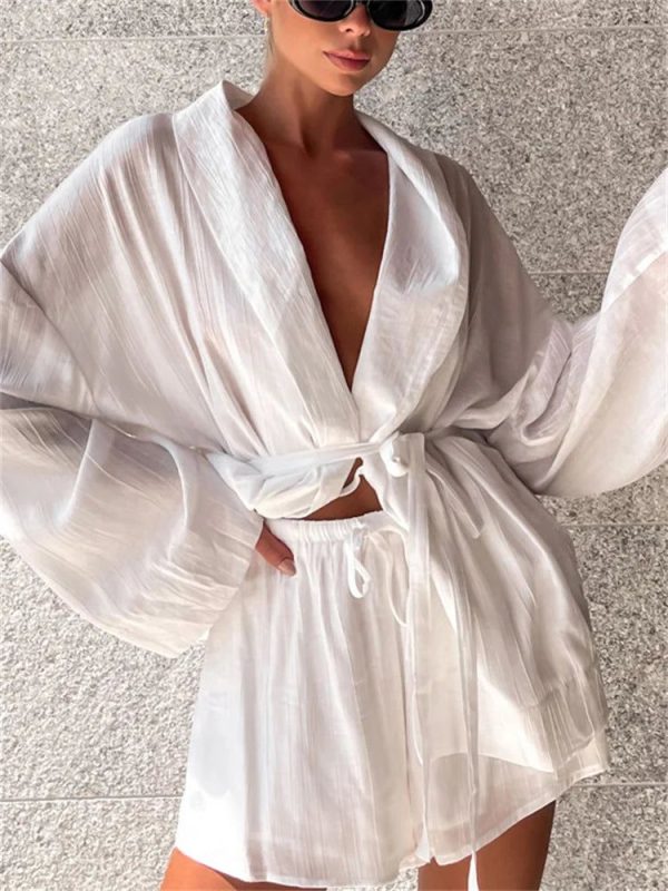 ensemble kimono short blanc