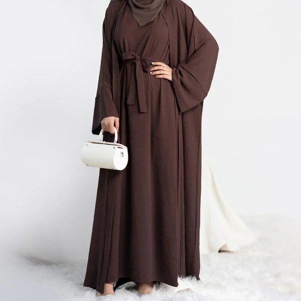 kimono abaya 2 pièces marron