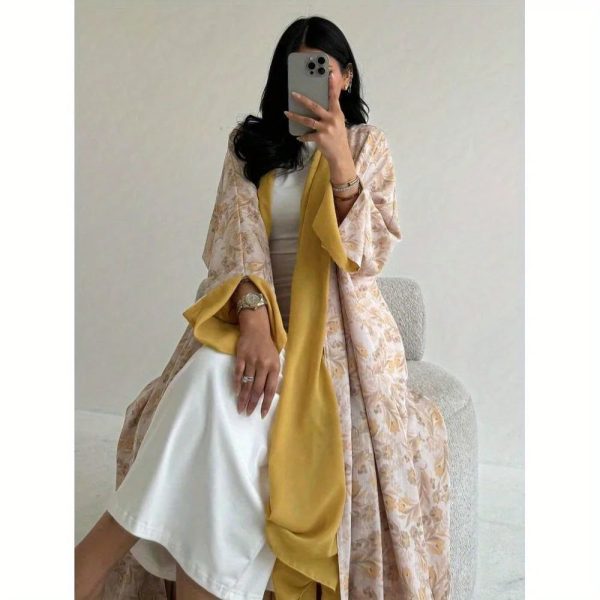 kimono abaya à imprimé floral design