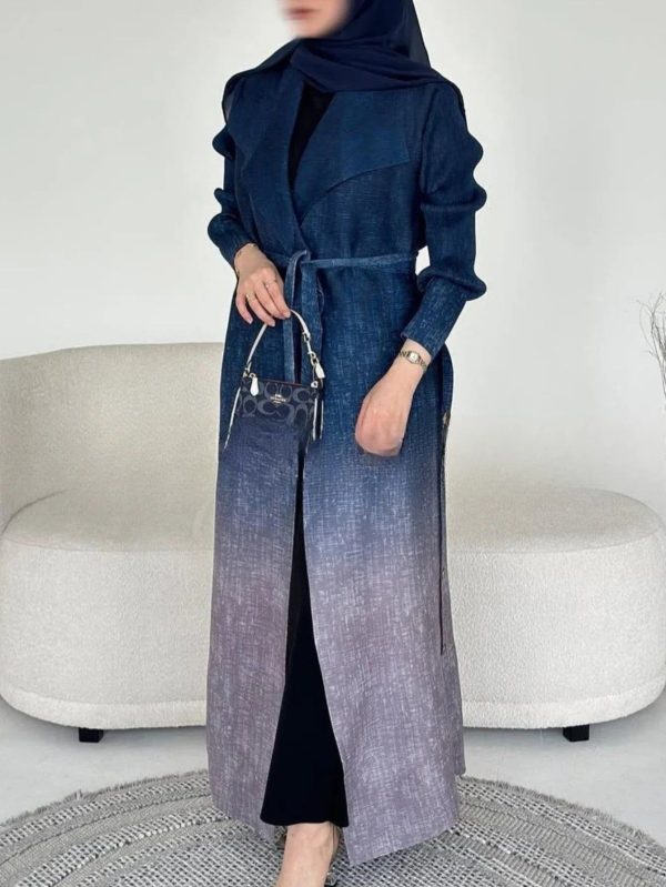 kimono abaya bleu dégradé