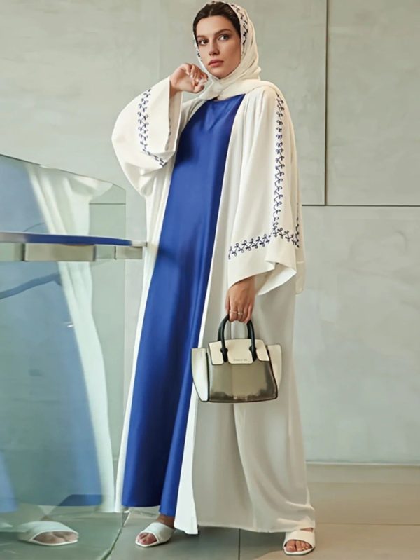 kimono abaya brodé blanc