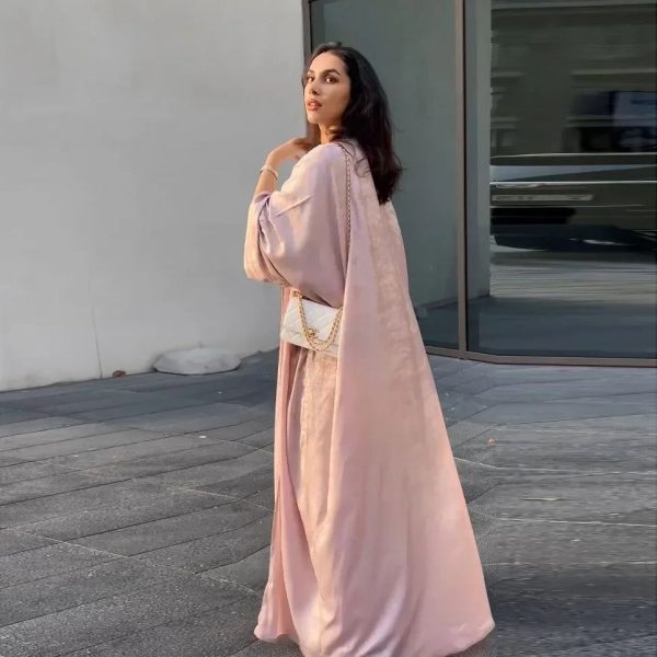 kimono abaya de soirée rose