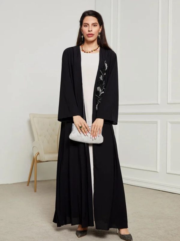 kimono abaya luxueux noir