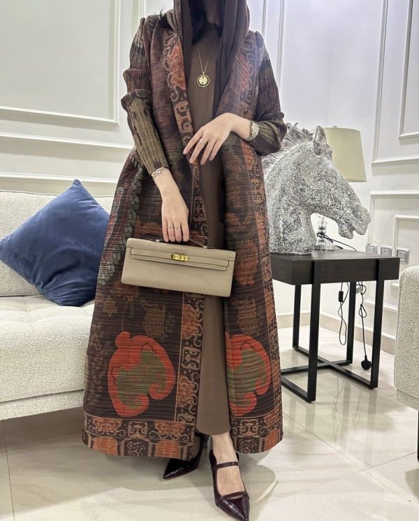 kimono abaya marron raffiné