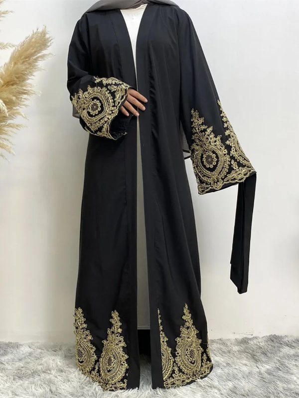 kimono abaya noir et doré
