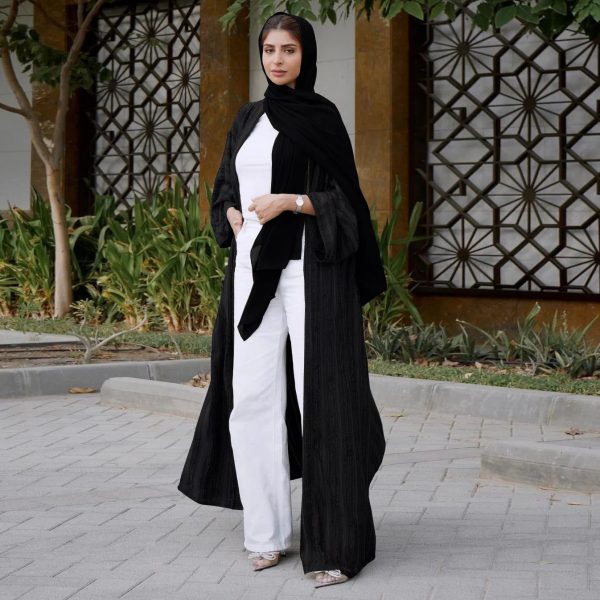 kimono abaya noir rayé