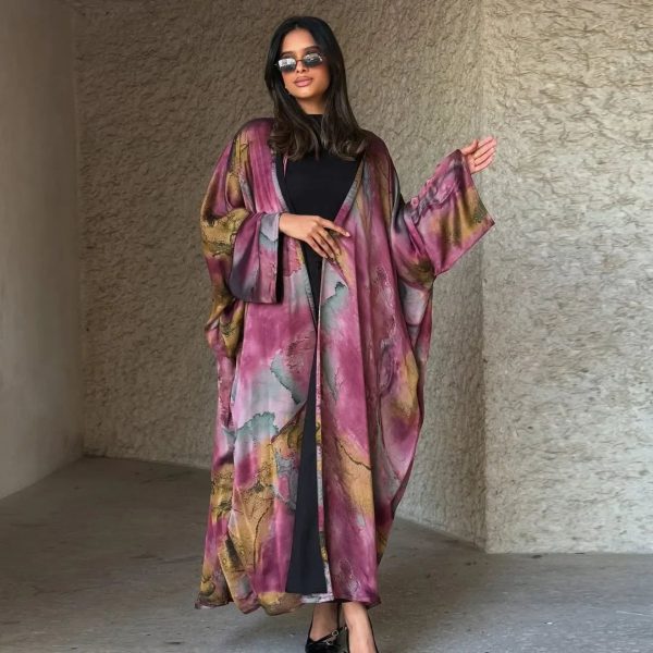 kimono abaya ouvert rose