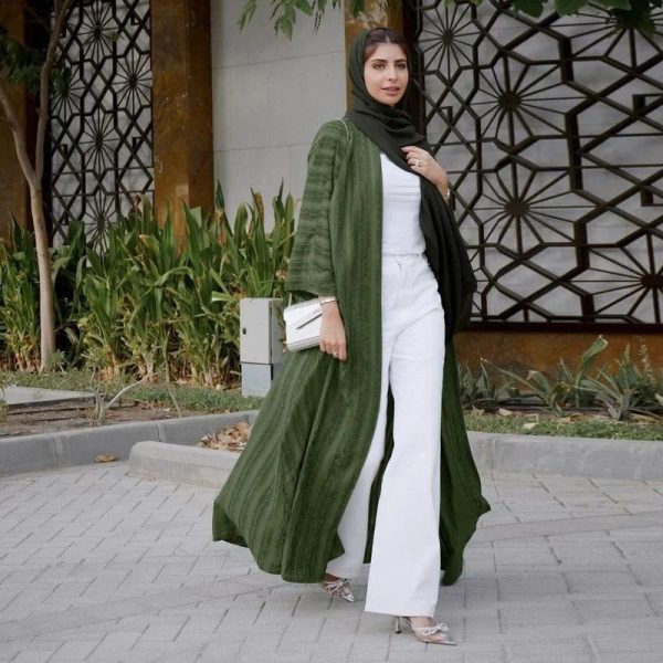 kimono abaya rayé vert