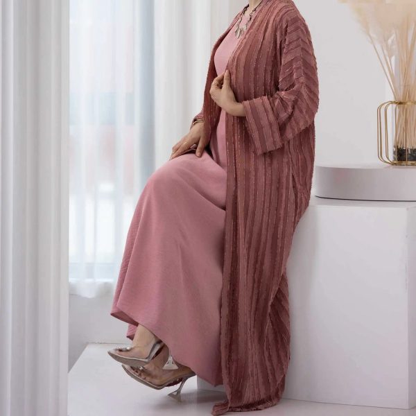 kimono abaya rose stylé