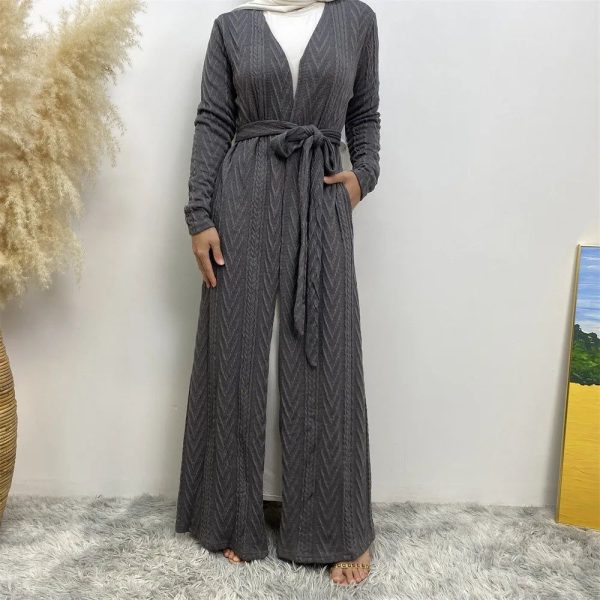 kimono abaya tricoté gris