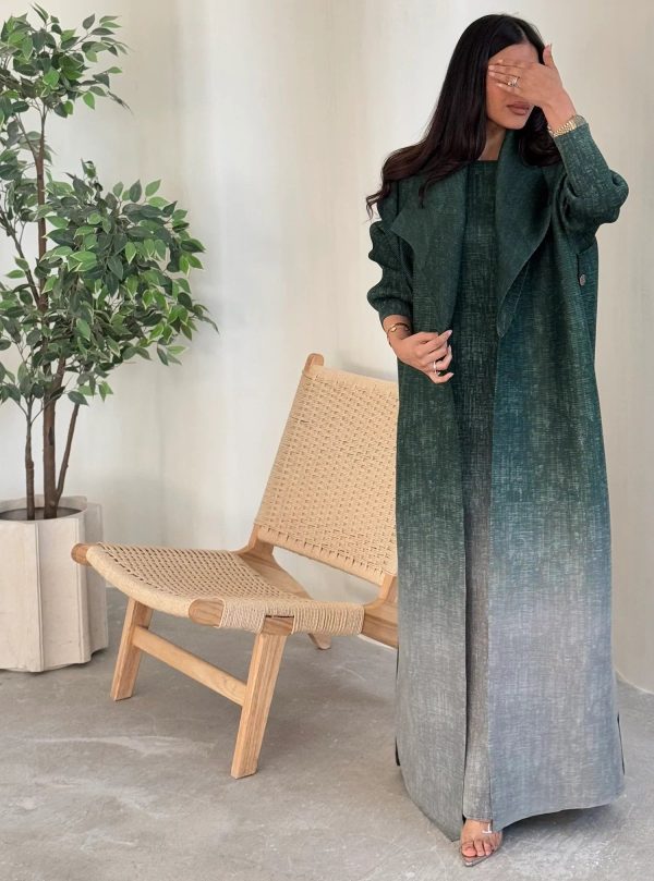 kimono abaya vert dégradé
