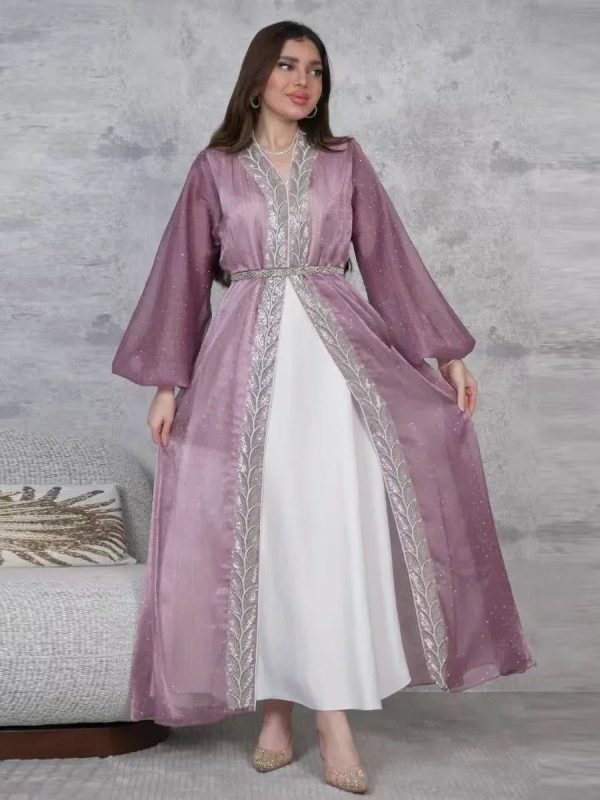 kimono abaya violet transparent