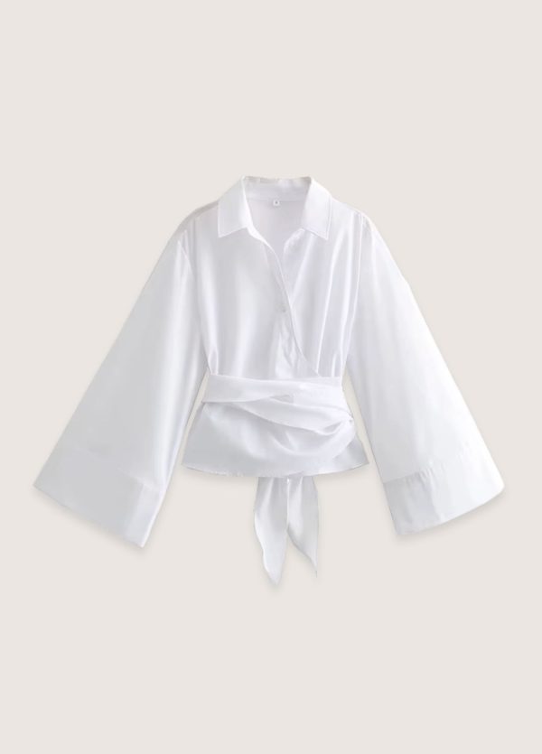 kimono court blanc cache-coeur