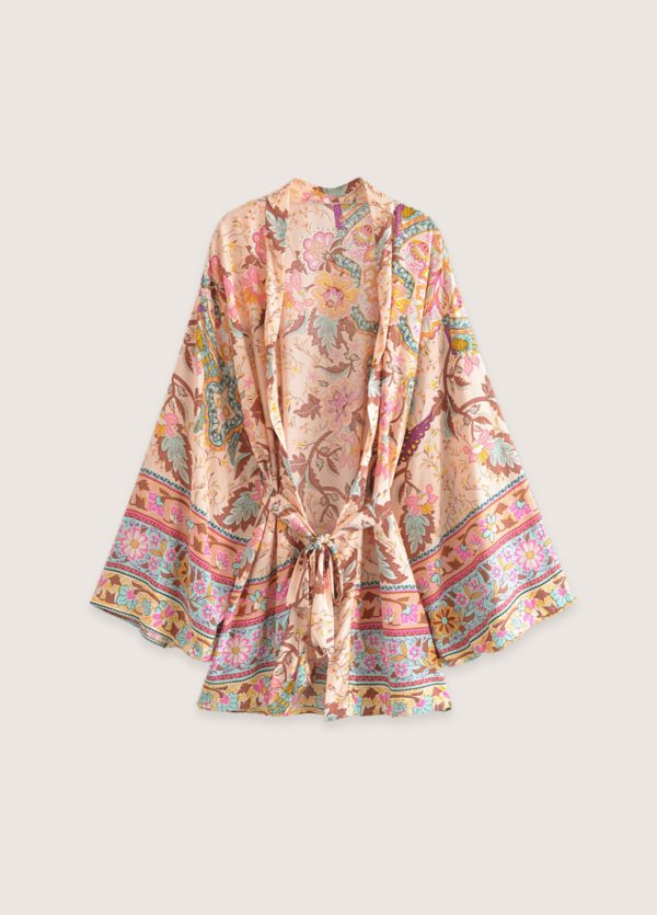 kimono court floral coloré