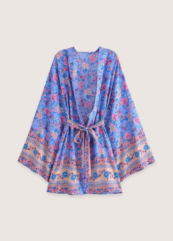 kimono court plage violette