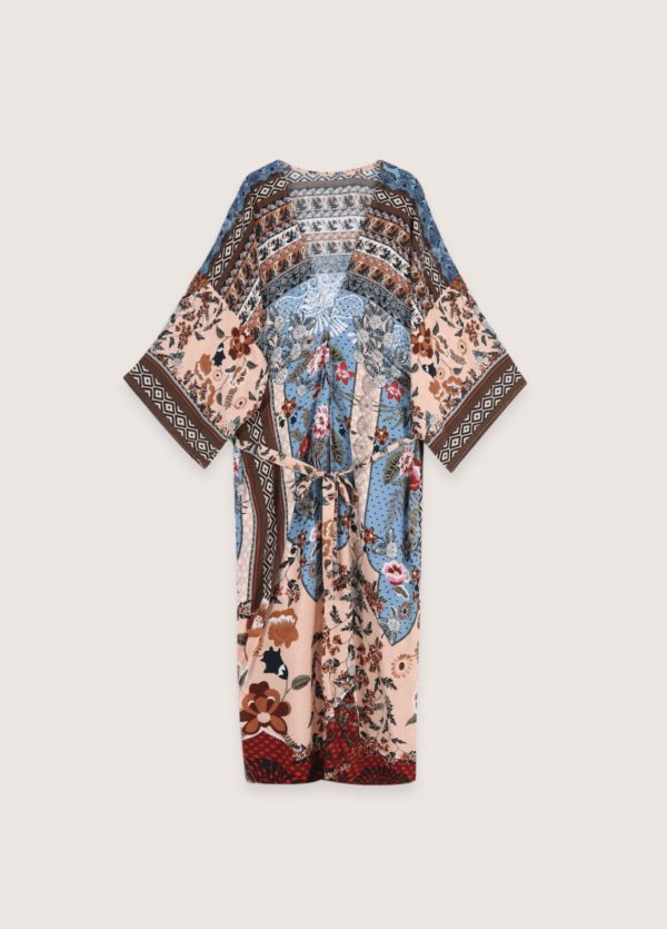 kimono long bohème patchwork multicolore
