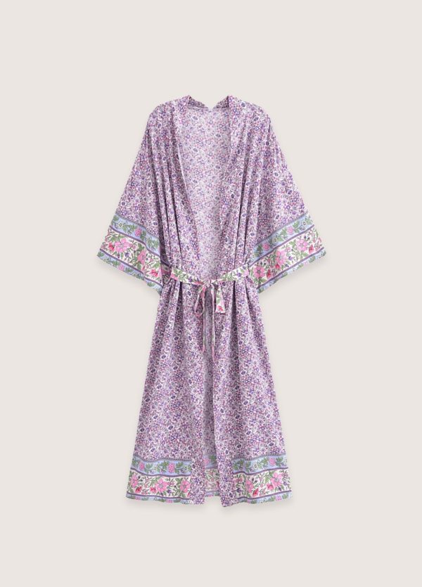 kimono long floral lilas