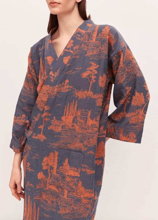 peignoir kimono bleu femme