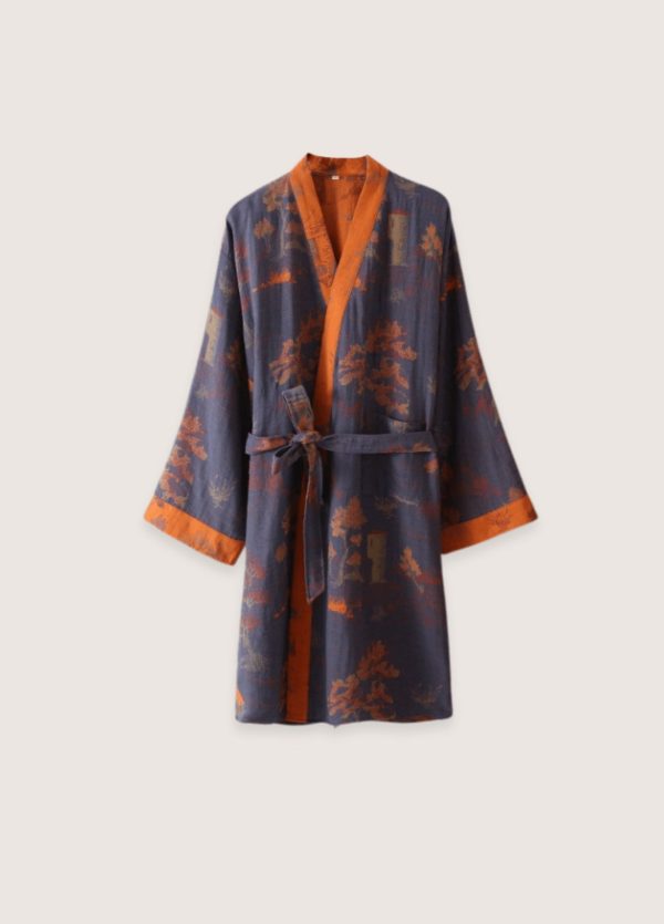peignoir kimono bleu homme