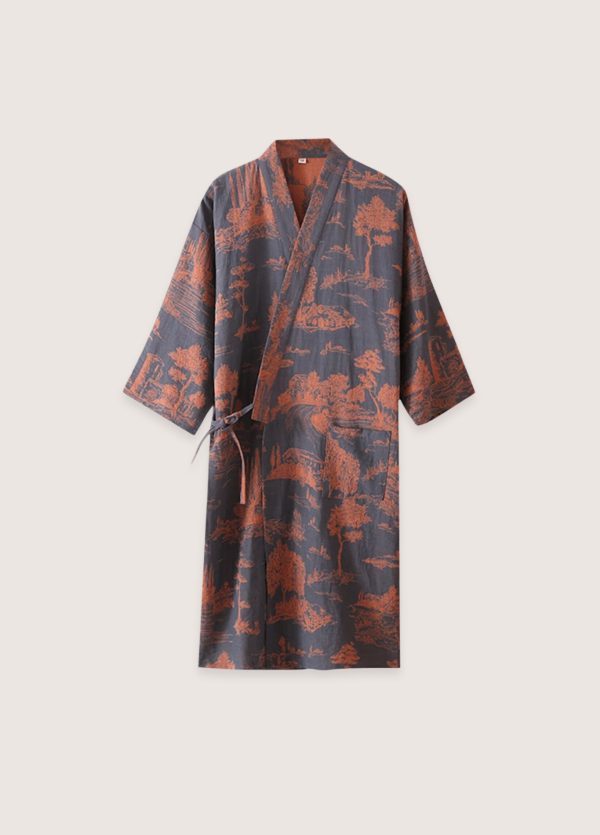 peignoir kimono bleu homme