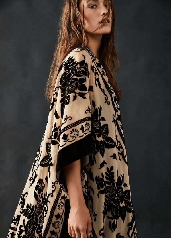 veste kimono crème et noir