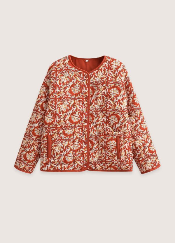 veste kimono matelassée en terracotta